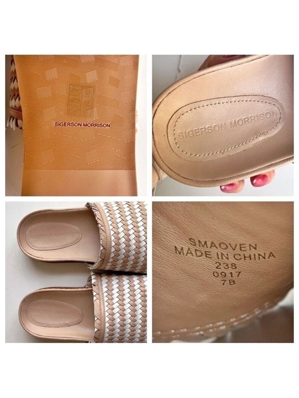 Sigerson Morrison Woven Leather Slide Sandals - Picture 12 of 12